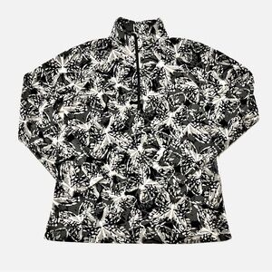 Eddie Bauer 1/4 Zip Black/Gray Butterfly Fleece Pullover Size Large